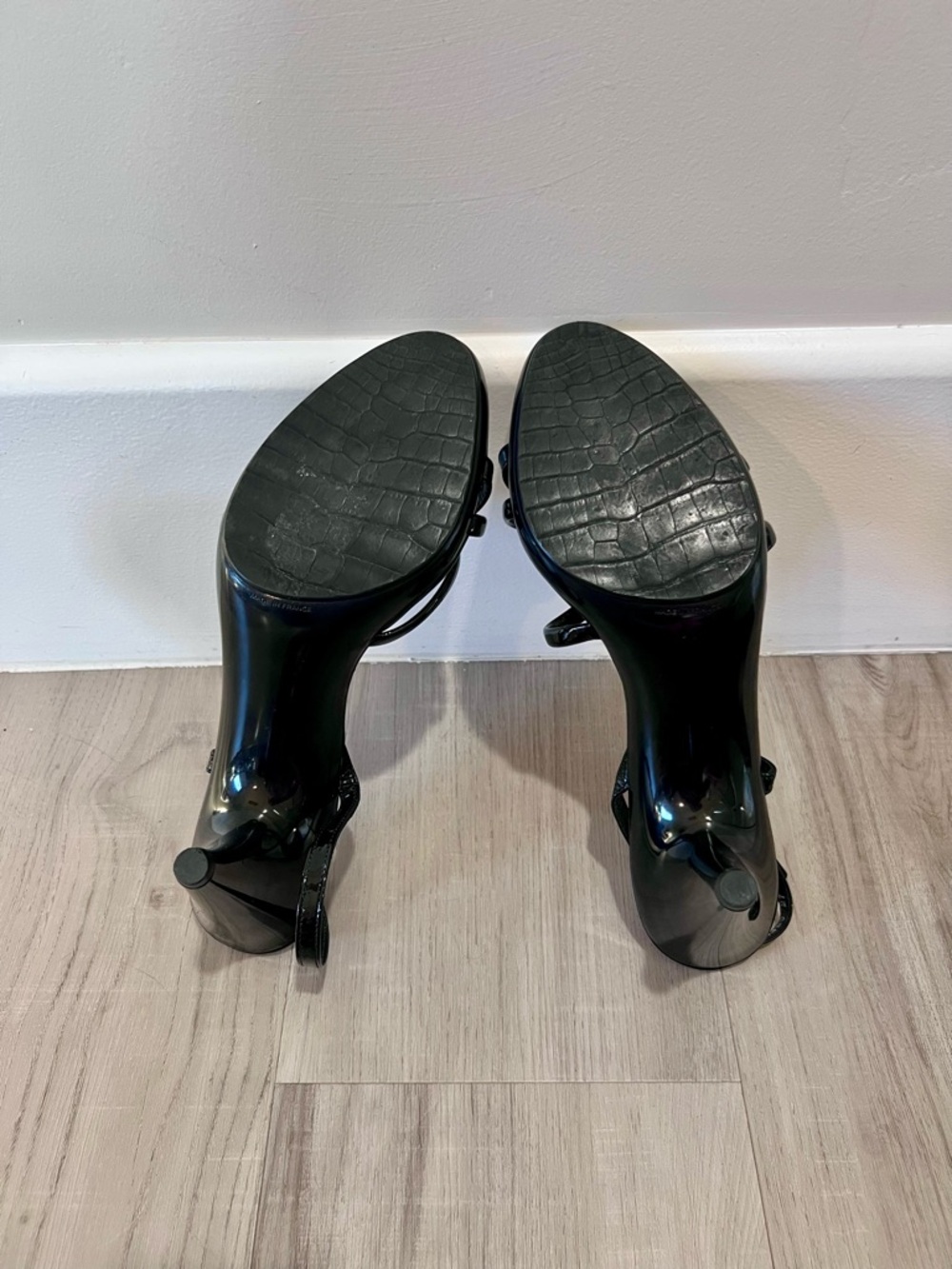 Robert Clergerie Black Patent Leather Slingback Heels semi-vintage Sz 11 NWB - Picture 6 of 14